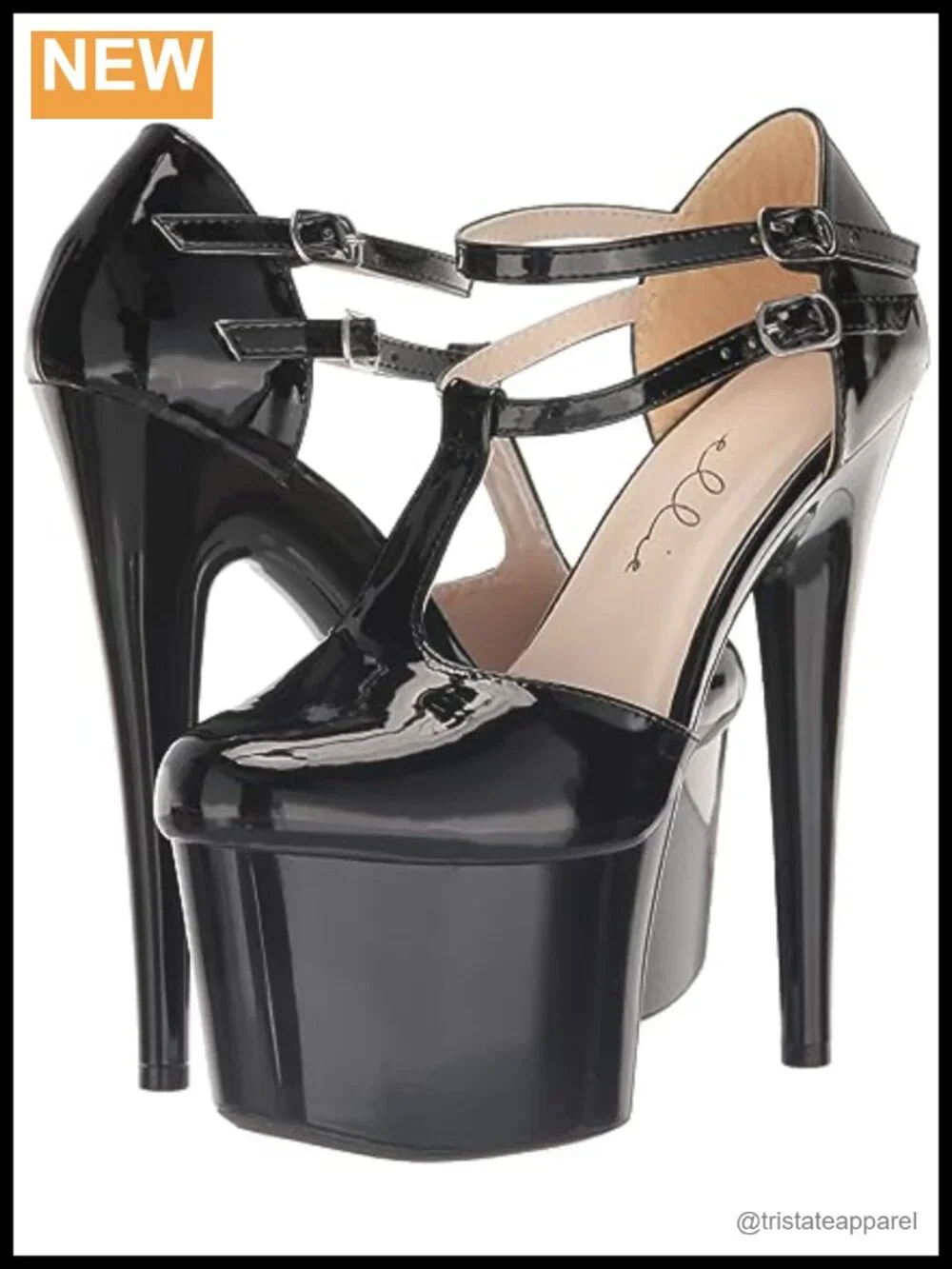 Faux Leather Platform Sandal T-Strap Buckle Wedding Shoes